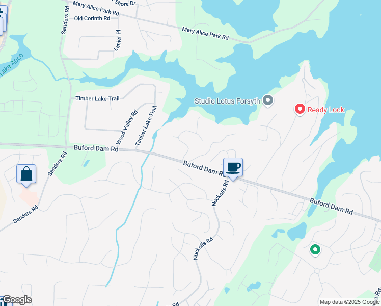 map of restaurants, bars, coffee shops, grocery stores, and more near 1420 Lockridge Drive in Cumming