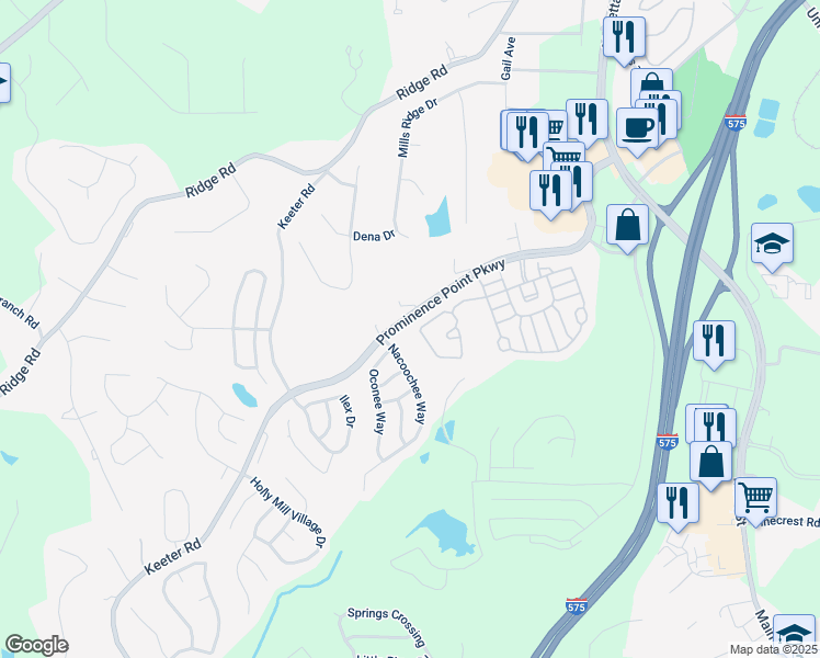 map of restaurants, bars, coffee shops, grocery stores, and more near 750 Mountain Laurel Drive in Canton