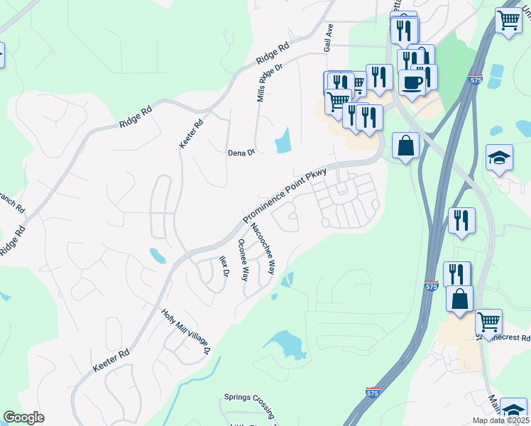 map of restaurants, bars, coffee shops, grocery stores, and more near 750 Mountain Laurel Drive in Canton
