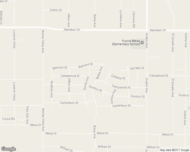 map of restaurants, bars, coffee shops, grocery stores, and more near 3662 Balsa Avenue in Yucca Valley