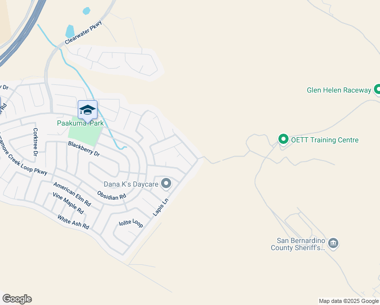 map of restaurants, bars, coffee shops, grocery stores, and more near 3946 Scarlet Oak Court in San Bernardino