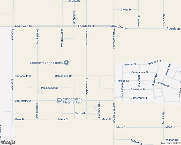 map of restaurants, bars, coffee shops, grocery stores, and more near 3667 Lucerne Vista in Yucca Valley