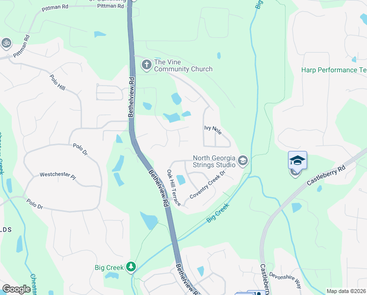 map of restaurants, bars, coffee shops, grocery stores, and more near 5225 Edgebrook Drive in Cumming