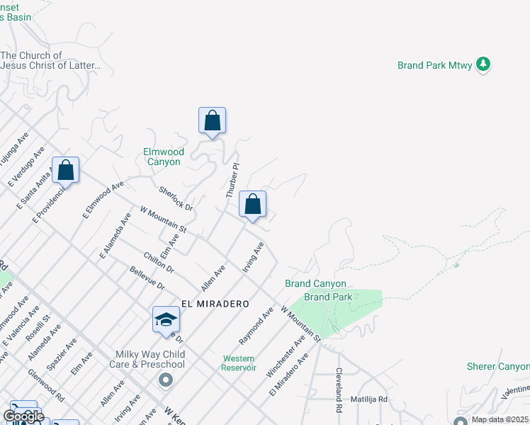 map of restaurants, bars, coffee shops, grocery stores, and more near 1842 Ransom Road in Glendale