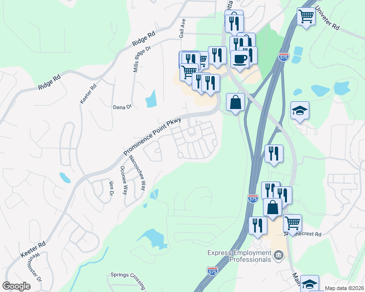 map of restaurants, bars, coffee shops, grocery stores, and more near 502 Sweet Bay Court in Canton