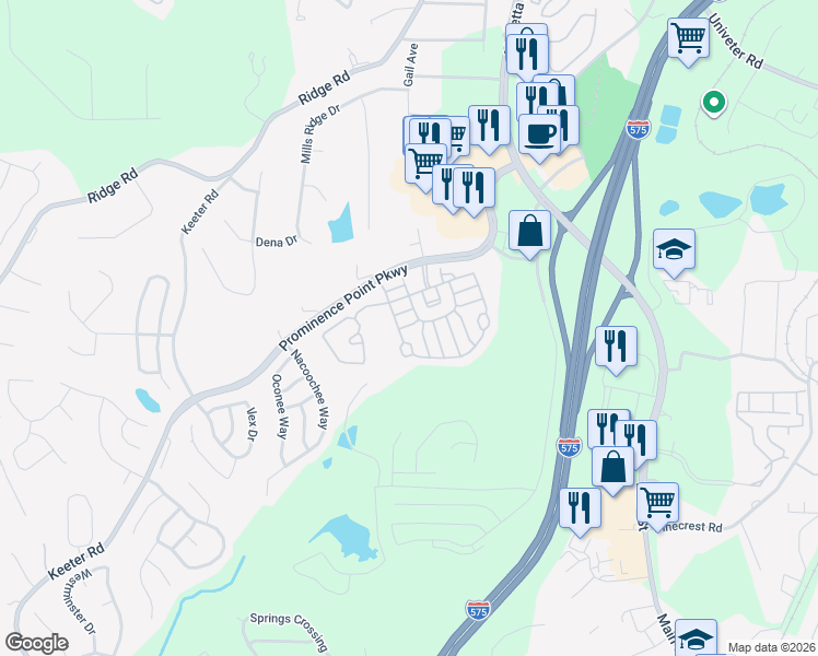 map of restaurants, bars, coffee shops, grocery stores, and more near 502 Sweet Bay Court in Canton