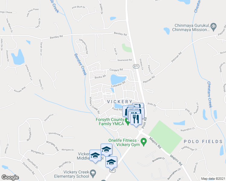 map of restaurants, bars, coffee shops, grocery stores, and more near 6815 Berkley Road in Cumming