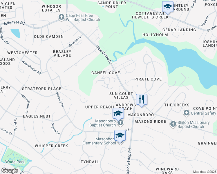 map of restaurants, bars, coffee shops, grocery stores, and more near 5400 Ibis Court in Wilmington