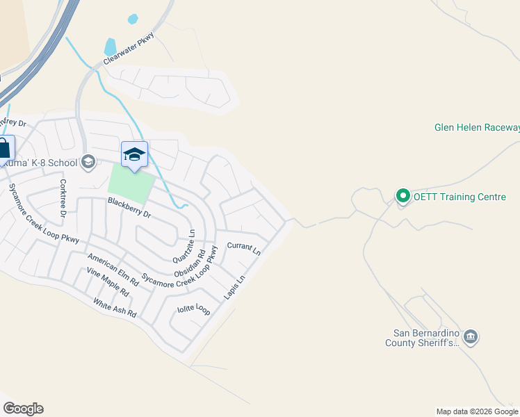 map of restaurants, bars, coffee shops, grocery stores, and more near 3985 Arrow Wood Road in San Bernardino County