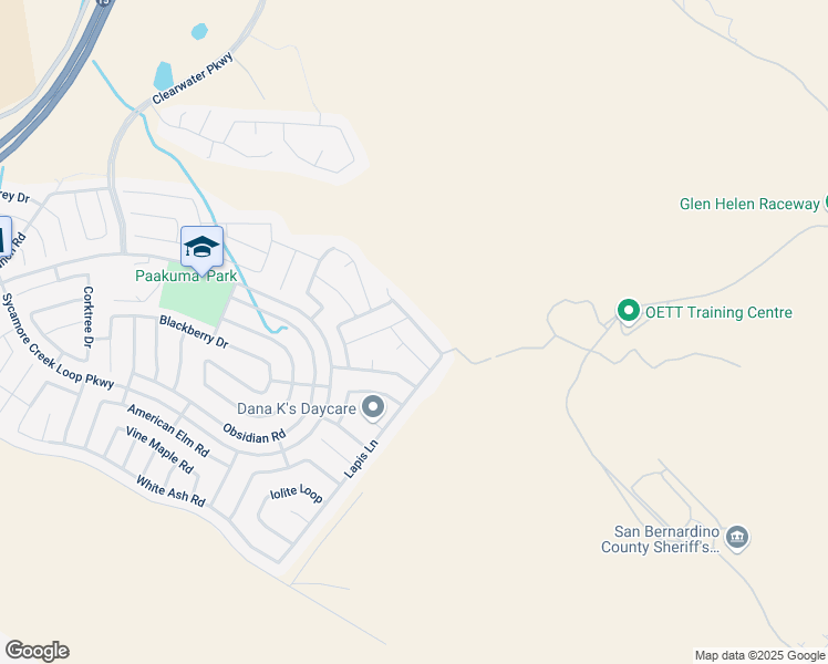 map of restaurants, bars, coffee shops, grocery stores, and more near 3978 Scarlet Oak Court in San Bernardino