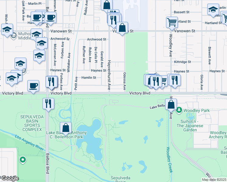 map of restaurants, bars, coffee shops, grocery stores, and more near in Los Angeles