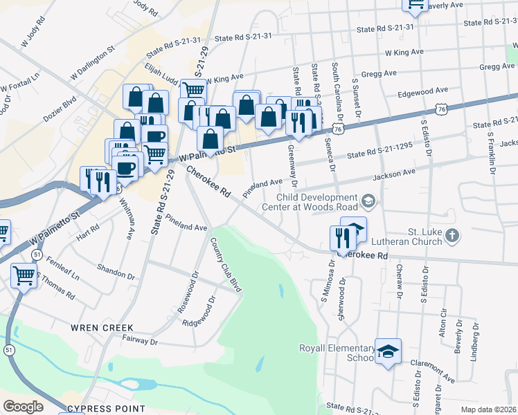 map of restaurants, bars, coffee shops, grocery stores, and more near in Florence