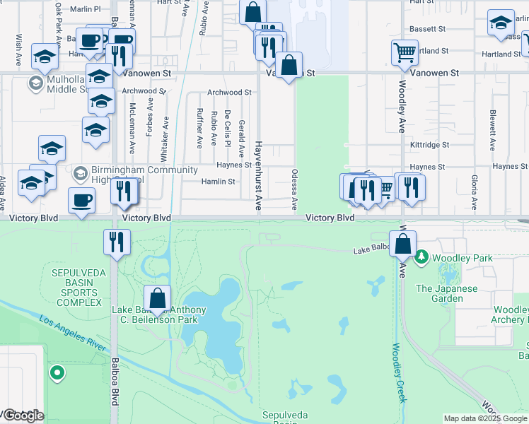 map of restaurants, bars, coffee shops, grocery stores, and more near in Los Angeles
