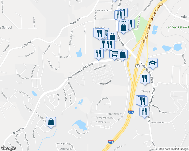 map of restaurants, bars, coffee shops, grocery stores, and more near 503 Sweet Bay Court in Canton