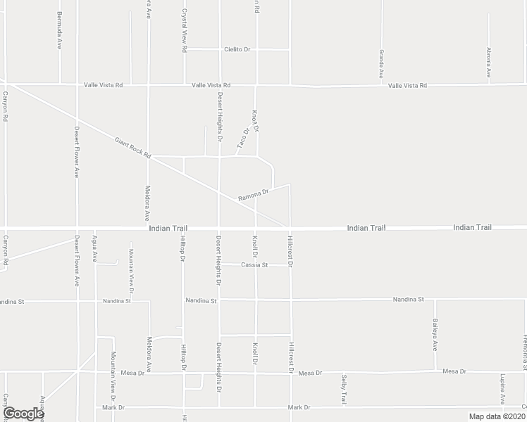 map of restaurants, bars, coffee shops, grocery stores, and more near 71210 Indian Trail in Twentynine Palms