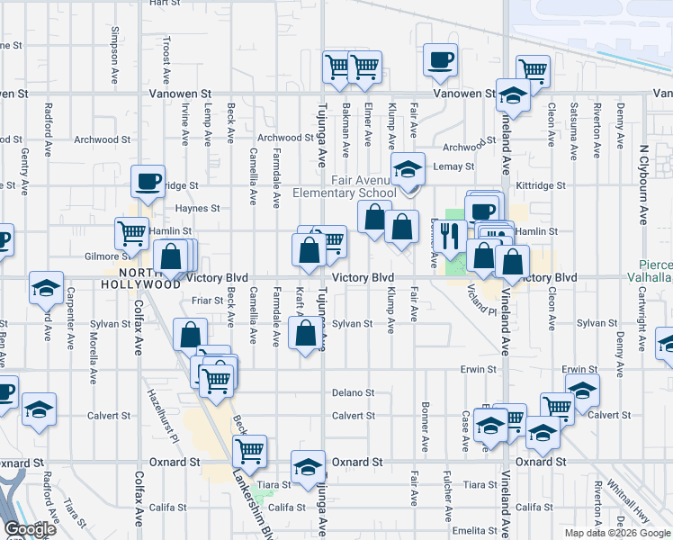map of restaurants, bars, coffee shops, grocery stores, and more near in Los Angeles