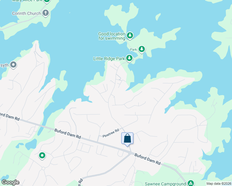 map of restaurants, bars, coffee shops, grocery stores, and more near 3125 Southshore Circle in Cumming