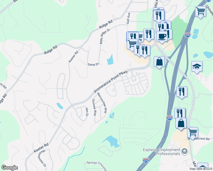 map of restaurants, bars, coffee shops, grocery stores, and more near 803 Forsythia Way in Canton