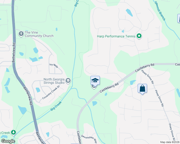map of restaurants, bars, coffee shops, grocery stores, and more near 5030 Meadow Overlook Drive in Cumming