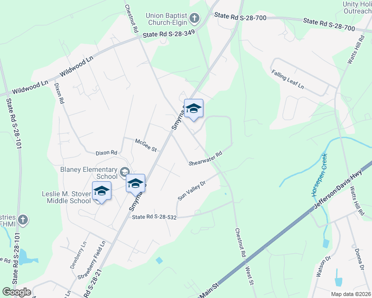 map of restaurants, bars, coffee shops, grocery stores, and more near 1531 Shearwater Road in Elgin