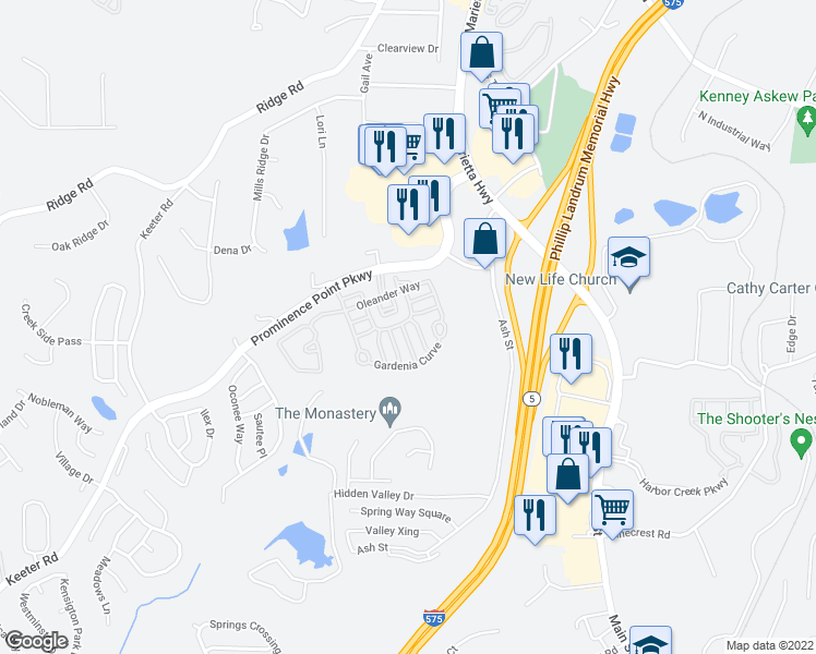 map of restaurants, bars, coffee shops, grocery stores, and more near 211 Quince Road in Canton
