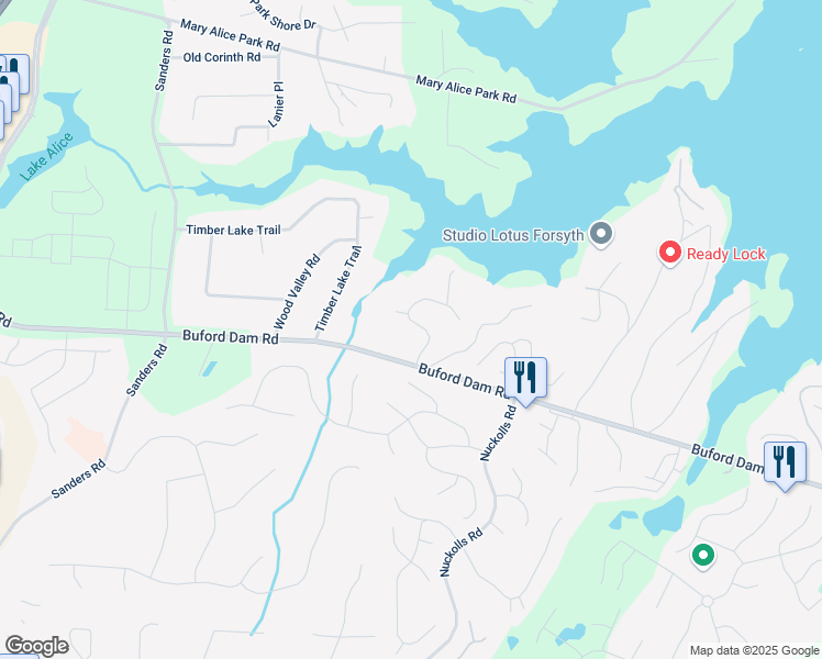 map of restaurants, bars, coffee shops, grocery stores, and more near 1455 Lockridge Drive in Cumming