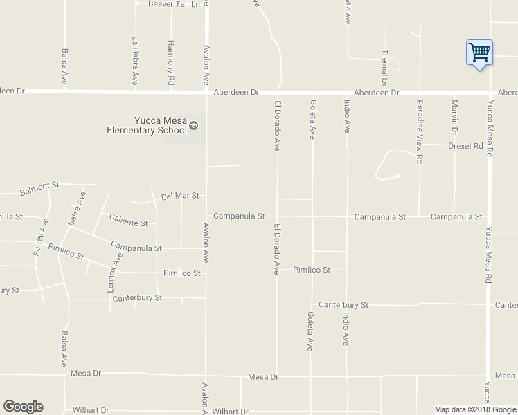 map of restaurants, bars, coffee shops, grocery stores, and more near 3634 El Dorado Avenue in Yucca Valley