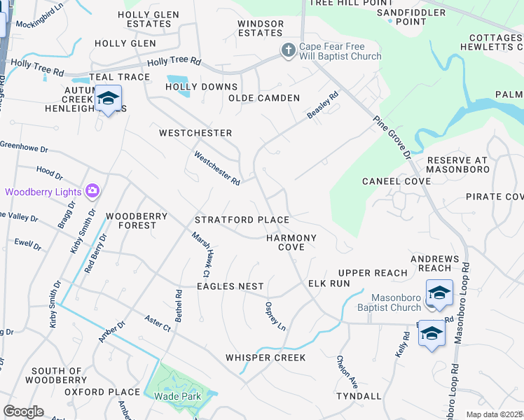 map of restaurants, bars, coffee shops, grocery stores, and more near 3113 Scarborough Drive in Wilmington
