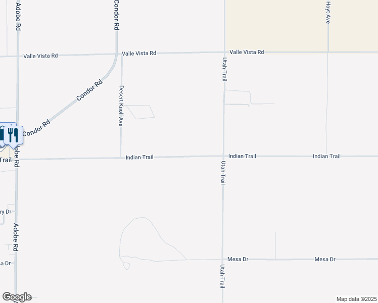 map of restaurants, bars, coffee shops, grocery stores, and more near Indian Trail in Twentynine Palms