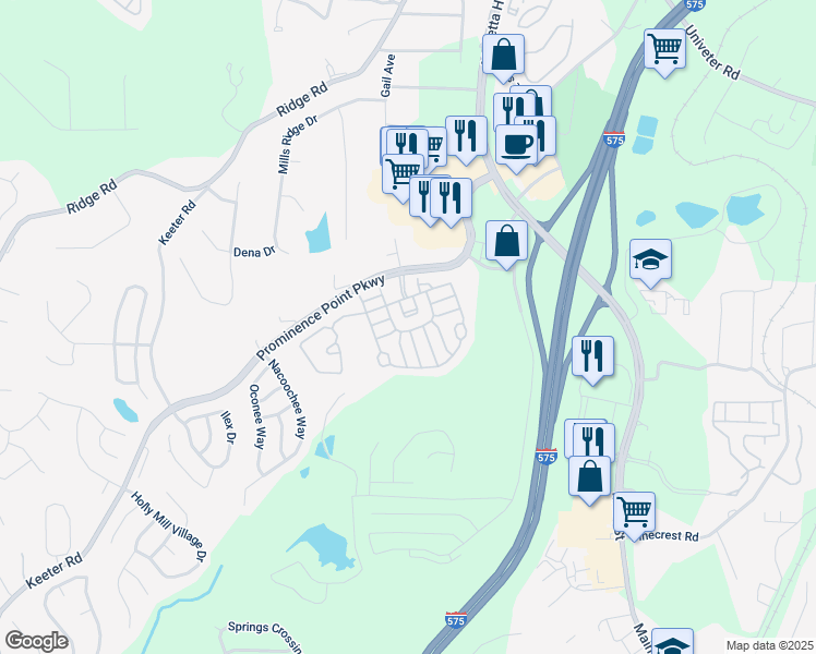 map of restaurants, bars, coffee shops, grocery stores, and more near 311 Azalea Loop in Canton