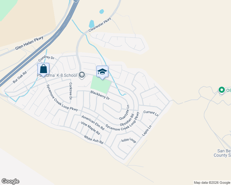 map of restaurants, bars, coffee shops, grocery stores, and more near 4032 Quartzite Lane in San Bernardino