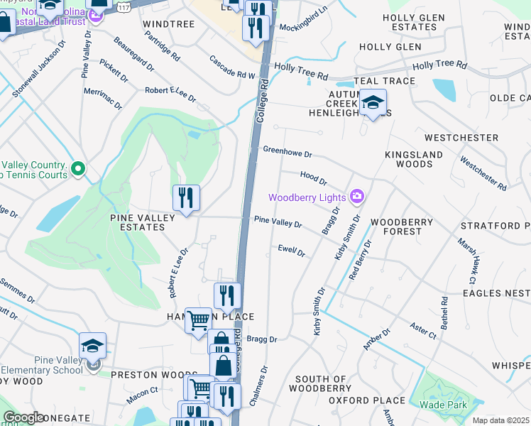 map of restaurants, bars, coffee shops, grocery stores, and more near 809 Pine Valley Drive in Wilmington