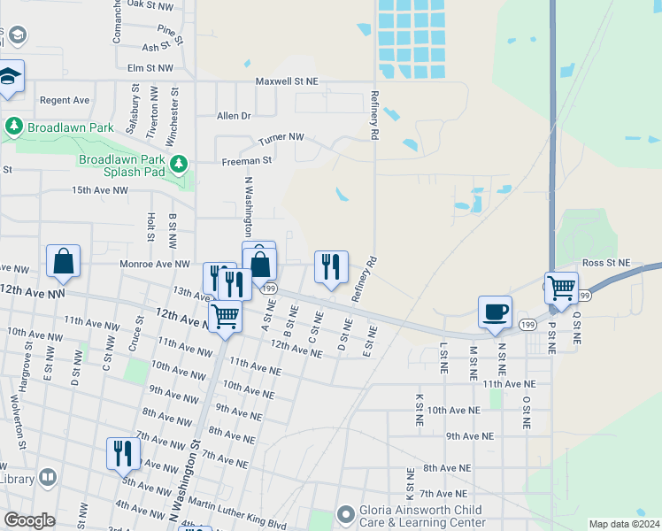 map of restaurants, bars, coffee shops, grocery stores, and more near 278 Monroe Avenue Northeast in Ardmore