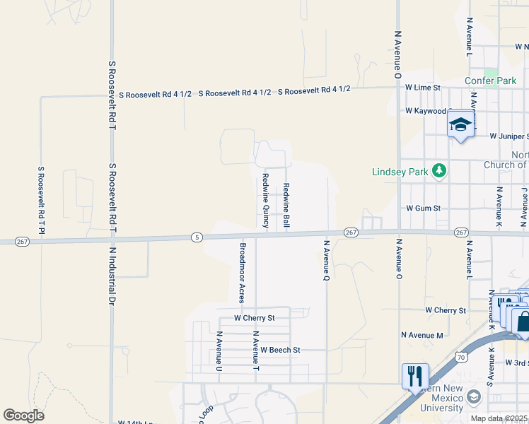 map of restaurants, bars, coffee shops, grocery stores, and more near 820 Redwine Quincy in Portales