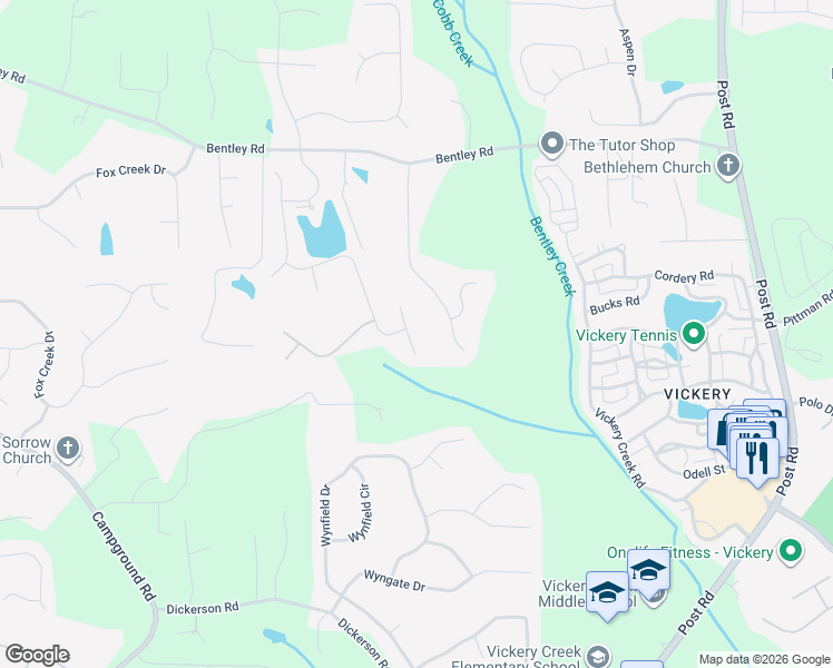 map of restaurants, bars, coffee shops, grocery stores, and more near 6815 Kinnity Court in Cumming