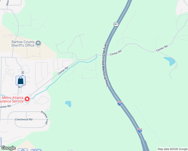 map of restaurants, bars, coffee shops, grocery stores, and more near 24 Autumn Canyon Path Southeast in Cartersville