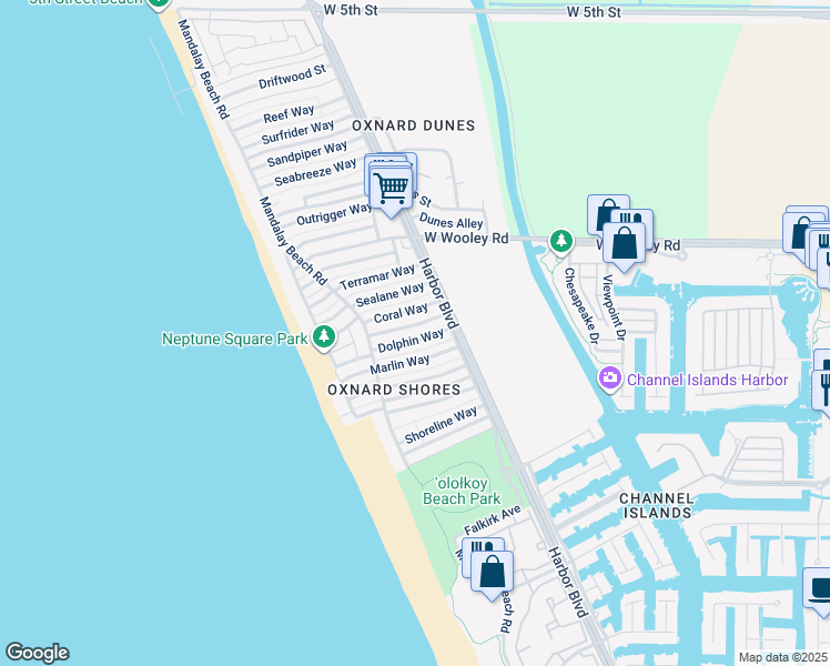 map of restaurants, bars, coffee shops, grocery stores, and more near 4962 Nautilus Street in Oxnard