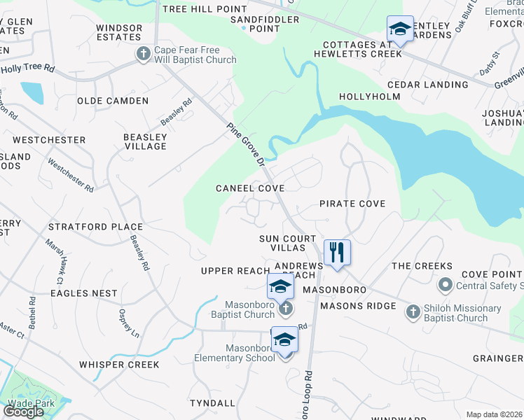 map of restaurants, bars, coffee shops, grocery stores, and more near 5409 Ivocet Drive in Wilmington