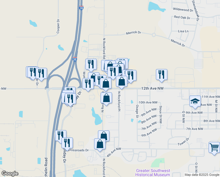 map of restaurants, bars, coffee shops, grocery stores, and more near 2257 12th Avenue Northwest in Ardmore