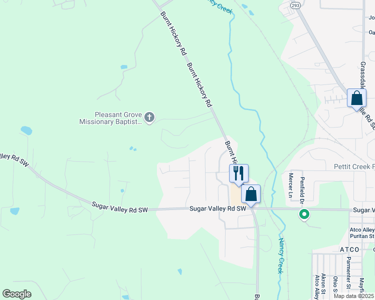 map of restaurants, bars, coffee shops, grocery stores, and more near 190 Marion Drive in Bartow County