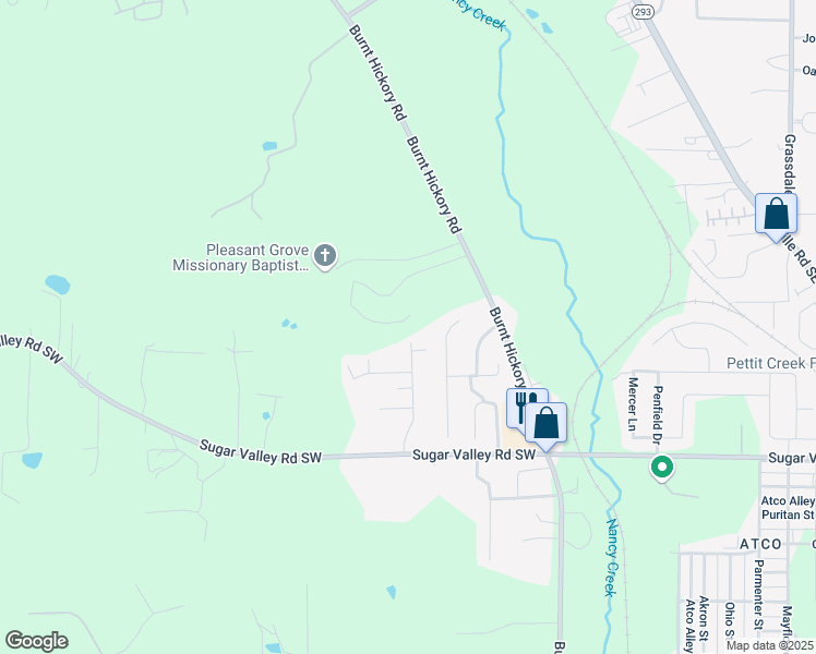 map of restaurants, bars, coffee shops, grocery stores, and more near 190 Marion Drive in Bartow County