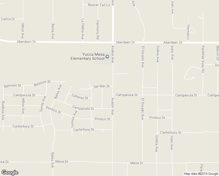 map of restaurants, bars, coffee shops, grocery stores, and more near 58481 Del Mar Street in Yucca Valley