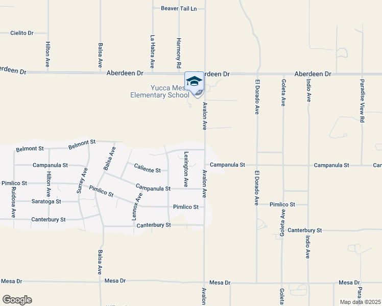 map of restaurants, bars, coffee shops, grocery stores, and more near 58453 Del Mar Street in Yucca Valley