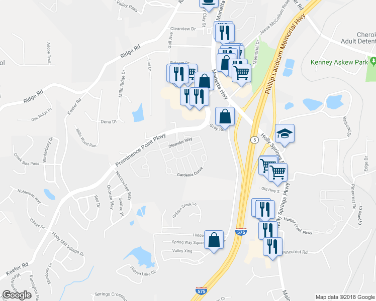 map of restaurants, bars, coffee shops, grocery stores, and more near 319 Azalea Loop in Canton