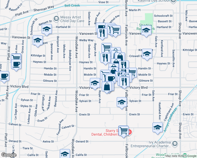 map of restaurants, bars, coffee shops, grocery stores, and more near 6436 Royer Avenue in Los Angeles