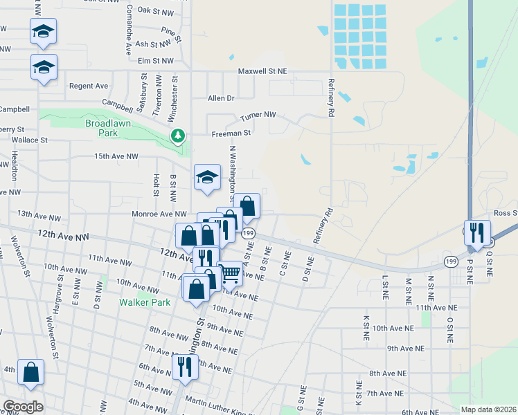 map of restaurants, bars, coffee shops, grocery stores, and more near 16 Hillcrest Avenue Northeast in Ardmore