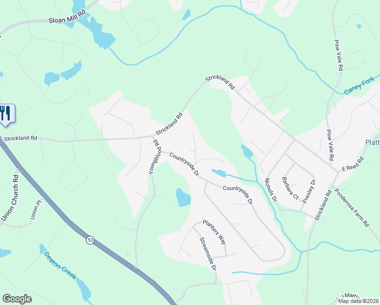 map of restaurants, bars, coffee shops, grocery stores, and more near 4605 Villager Trail in Flowery Branch