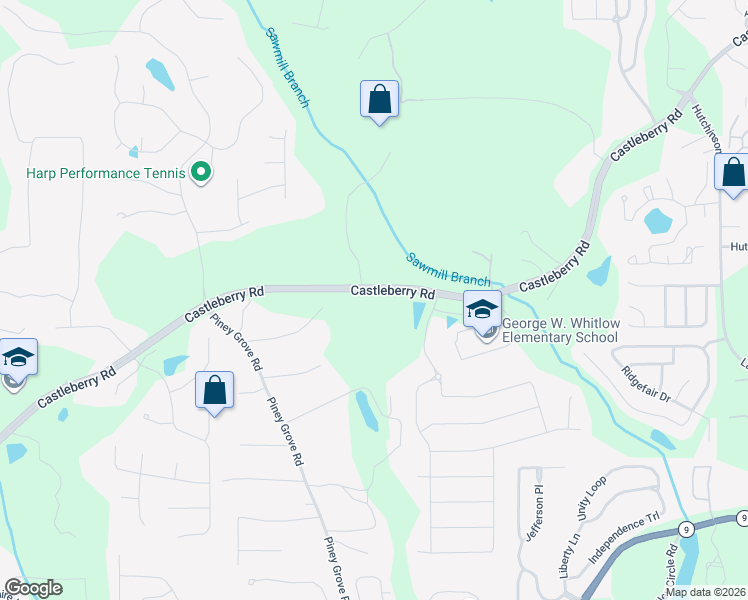 map of restaurants, bars, coffee shops, grocery stores, and more near 3797 Castleberry Road in Cumming
