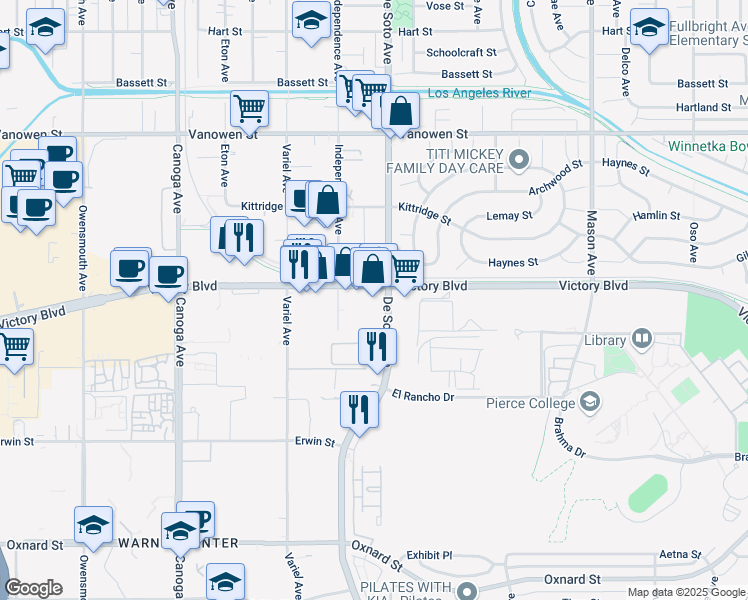 map of restaurants, bars, coffee shops, grocery stores, and more near in Los Angeles