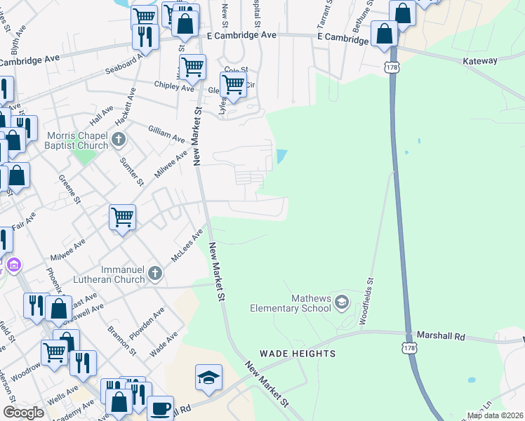 map of restaurants, bars, coffee shops, grocery stores, and more near 125 S-24-740 in Greenwood